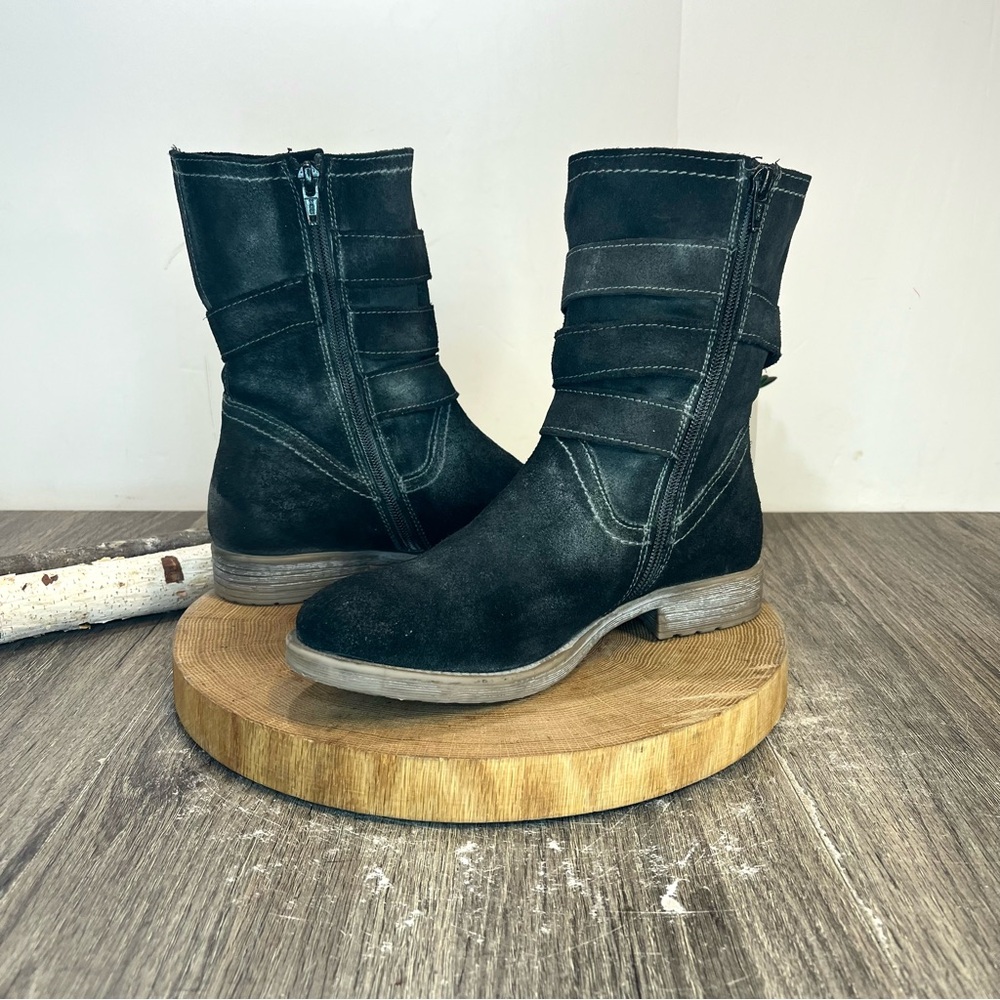 *🎉HP🎉 Roan by BED|STU | Lola Distressed Suede Moto Boots in Black 8.5 - Picture 12 of 16